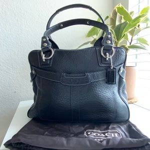 Coach Black Leather Large Satchel w/many pockets!